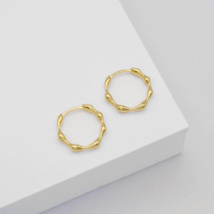 Linda Tahija Organica Huggie Earrings - Gold