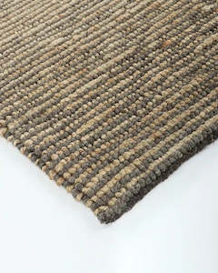 Jute Floor Rugs: Baya Lima Floor Rug - Smoke/Natural | Jute and Wool Blend