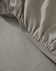 Flat Sheets: Ravello Linen Fitted Sheet - Pebble | Weave Home