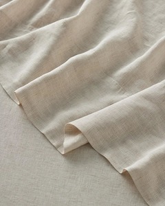 Flat Sheets: Ravello Linen Flat Sheet - Savanna Pinstripe | Weave Home