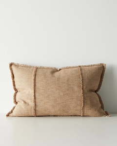 Plain And Textured Cushions: Weave Home Adela Cushion - Desert | Linen Blend