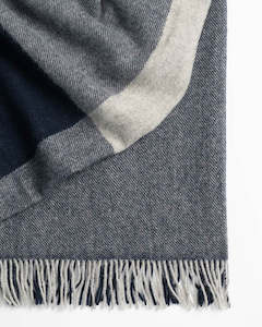 Outlet: Weave Home Riverton Throw Navy | 100% Wool | Large Size