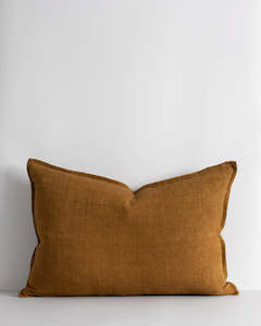 Baya Arcadia Handwoven Linen Cushion - Tobacco Lumbar