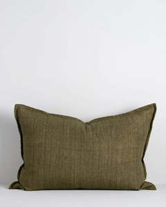 Baya Arcadia Handwoven Linen Cushion - Military | Lumbar