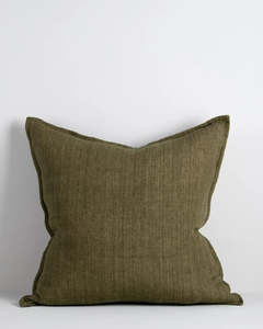 Baya Cassia Handwoven 100% Linen Cushion - Military | Square