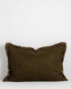 Baya Dover Cushion - Leaf | Lumbar with Fringe