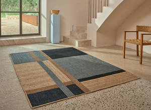 Jute Floor Rugs: Élitis Gustave Floor Rug - Saphir | Handbraided Jute