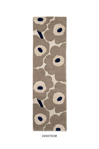 Wool Rugs: Marimekko Unikko Wool Runner Rug - Greige