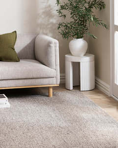 Wool Blend Rugs: Baya Nebraska Handwoven Textured Rug - Pebble