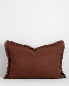 Baya Dover Cushion - Brick | Lumbar with Fringe