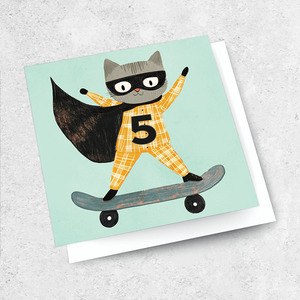 Small Cards 1: age 5 - skateboard cat