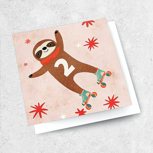Small Cards 1: age 2 - rollerskate sloth