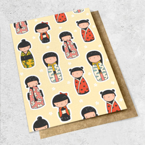 Large Cards 1: kokeshi lemon pattern