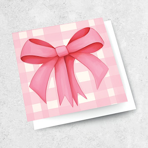Small Cards Textured: pink bow gingham