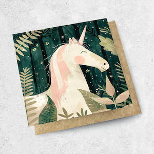 Small Cards Textured: unicorn forest