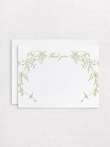 Thank you letterpress notecard set - Jasmine illustration - Inker Tinker