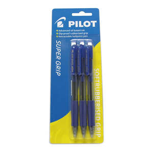 Pilot Super Grip Ballpoint Medium 3Pk (Blue)