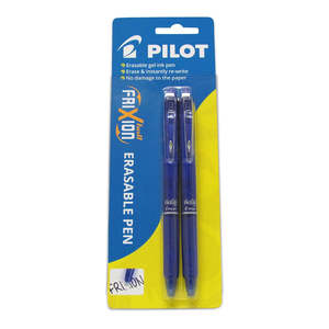 Erasable: Pilot Frixion Clicker Erasable Fine Blue 2Pk