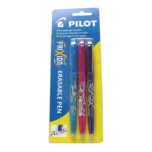 Pilot Frixion Ball Erasable Fine Violet Light Blue Pink 3Pk