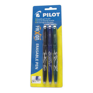 Pilot Frixion Ball Erasable Fine Blue Black Green 3Pk