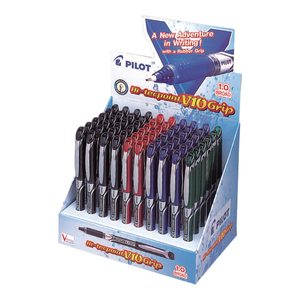 Pilot Hi-Tecpoint V10 Grip Rollerball Broad Asstd. 60Pk Display (BXGPN-V10-60DK)
