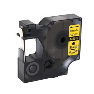 Compatible Dymo 45018 Label - Black on Yellow - 12mm x 7m - inktoner cartridges New Zealand