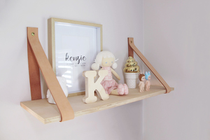 Leather Strap Plywood Shelf - Inkydot Design