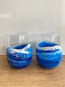 Adams Family Product: Stemless Beach Glasses - Pair