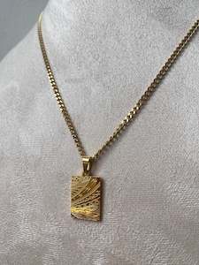 Tuku Marie Polynesian: Kiwa Collection - Rectangle Gold Necklace