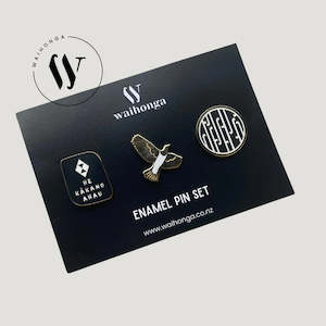 Taonga Jewelry: Huatau Enamel pin set of 3