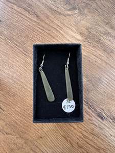 Olive green roimata earrings 30mm - 31