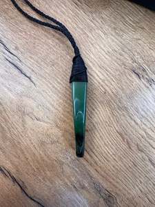 Campbell Carving: Roimata bright transclucent green with black streaks 80mm - 23