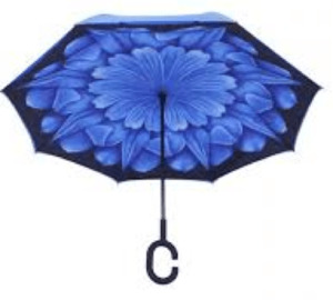 Flower insideout umbrellas: Blue Flower Reversible Umbrella