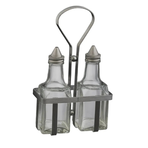 Serving Items - Insphire Wedding, Party and Event Hire: Oil and Vinegar Bottles in Stainless Steel Carrier