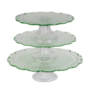 Cake Plate Vintage Green Glass Small
