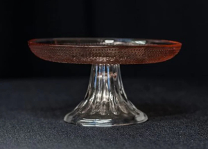 Cake Stand Upturn Glass Pink Small