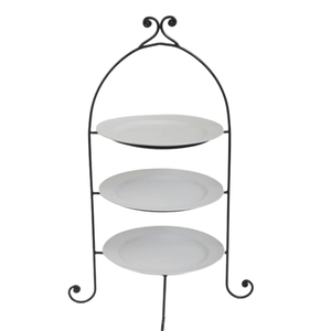 Cake Stands - Insphire Wedding, Party and Event Hire: Cake Stand Iron 3 Tier – 27cm plates