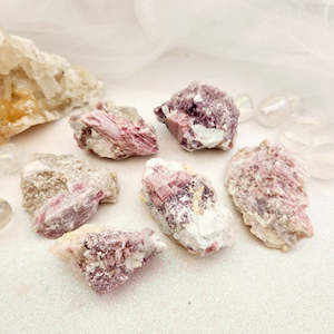 Crystals Fossils: Pink Tourmaline & Lepidolite in Quartz Specimen (assorted. approx. 5.8-6.5x3-5cm)