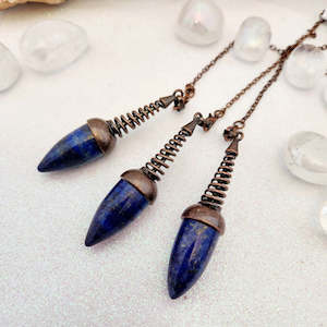 Lapis Lazuli Pendulum/Pendant with Copper Plated Brass Findings & Chain (assorted)