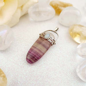 Rainbow Fluorite & Opalite Pendant (sterling silver. pre-loved by Riny)