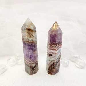 Amethyst & Agate Banded Polished Point (assorted. approx. 10.5-11.2x2.7cm)