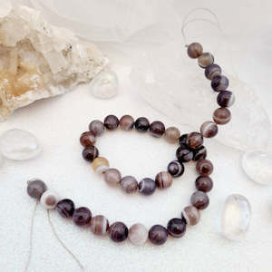 Beads Other Crafts: Botswana Agate Bead Strand (approx. 36-38 x 10mm beads)