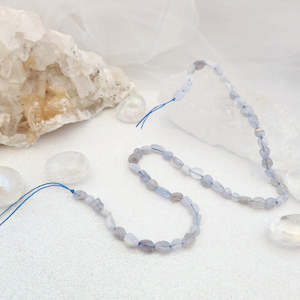 Blue Lace Agate Nugget Bead Strand (approx. 45-50 x 6-8mm beads)