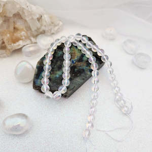 Beads Other Crafts: Electroplated aka Angel Aura Quartz Bead Strand (assorted. approx. 47-49 beads. round. 8mm)