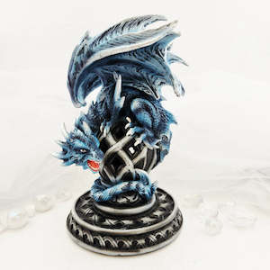 Aromatics Accessories: Blue Coiled Dragon Incense/Faux T-lite Holder (approx. 23x13.5x13.5