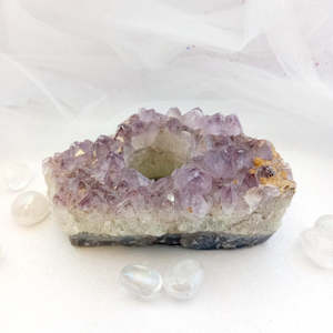 Amethyst Cluster Candle Holder (approx. 15x8.5x6.5cm)