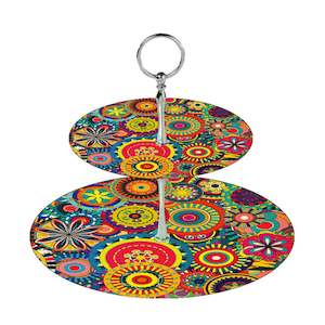 Psychedelic Two Tier Cake Stand