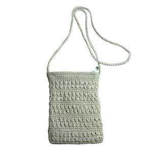 Everything Else: White Crochet Cross Body Bag w. Zip (approx. 18x13cm)
