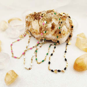 Jewellery Other Accessories: Enamel & Gold Stainless Steel Anklet (assorted colours)