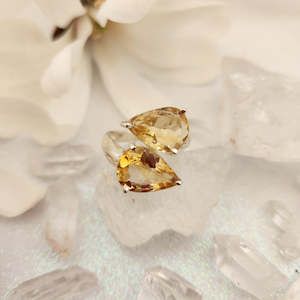 Jewellery Other Accessories: Citrine Twin Tear Drop Ring (sterling silver)